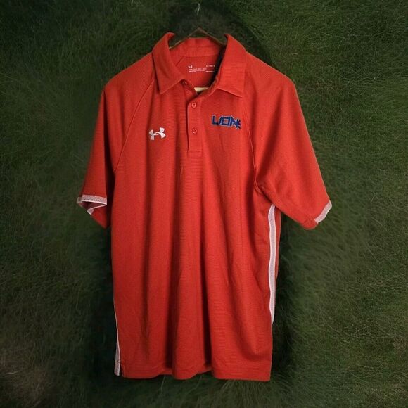 Under Armour Other - Under Armour Polo Shirt Men Large Loose Fit Heat Gear Orange Blue SOLD ON EB